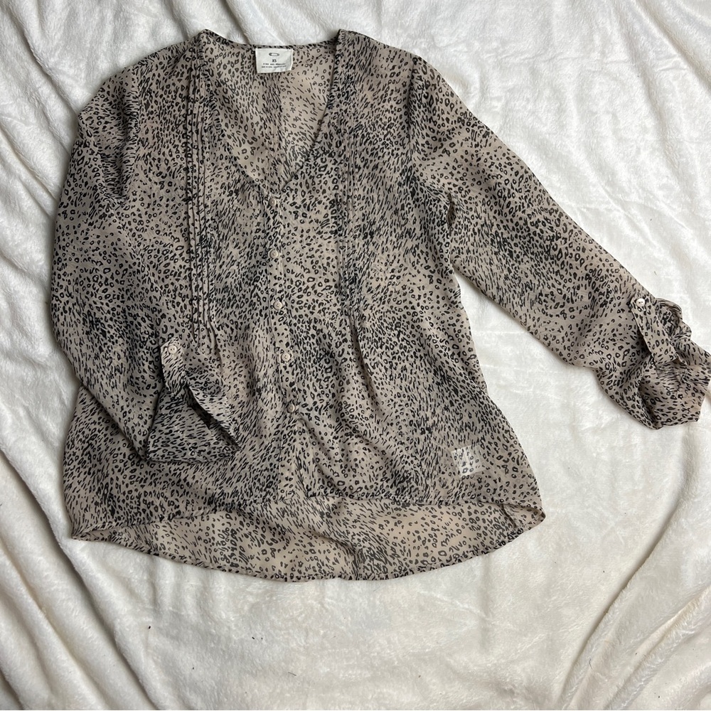 Pins & Needles Cheetah Print Women’s Top XS urban outfitters Sheer